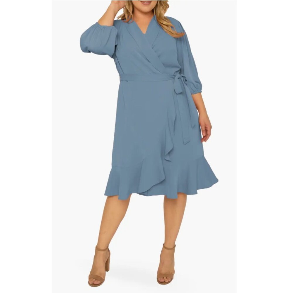 Standards & Practices Kylie Blue Ruffle Wrap Dress P3223